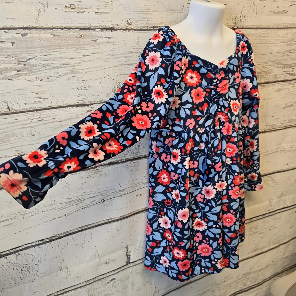 Millie Loves Lily Kids Casual Dress - Blue and Pink Floral Size 5